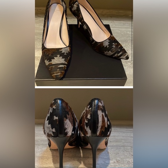 EUC Cole Haan Bradshaw Heel Pumps‎ 9 B US Real Cowhide Dyed Fur Business Cowgirl - Picture 1 of 4